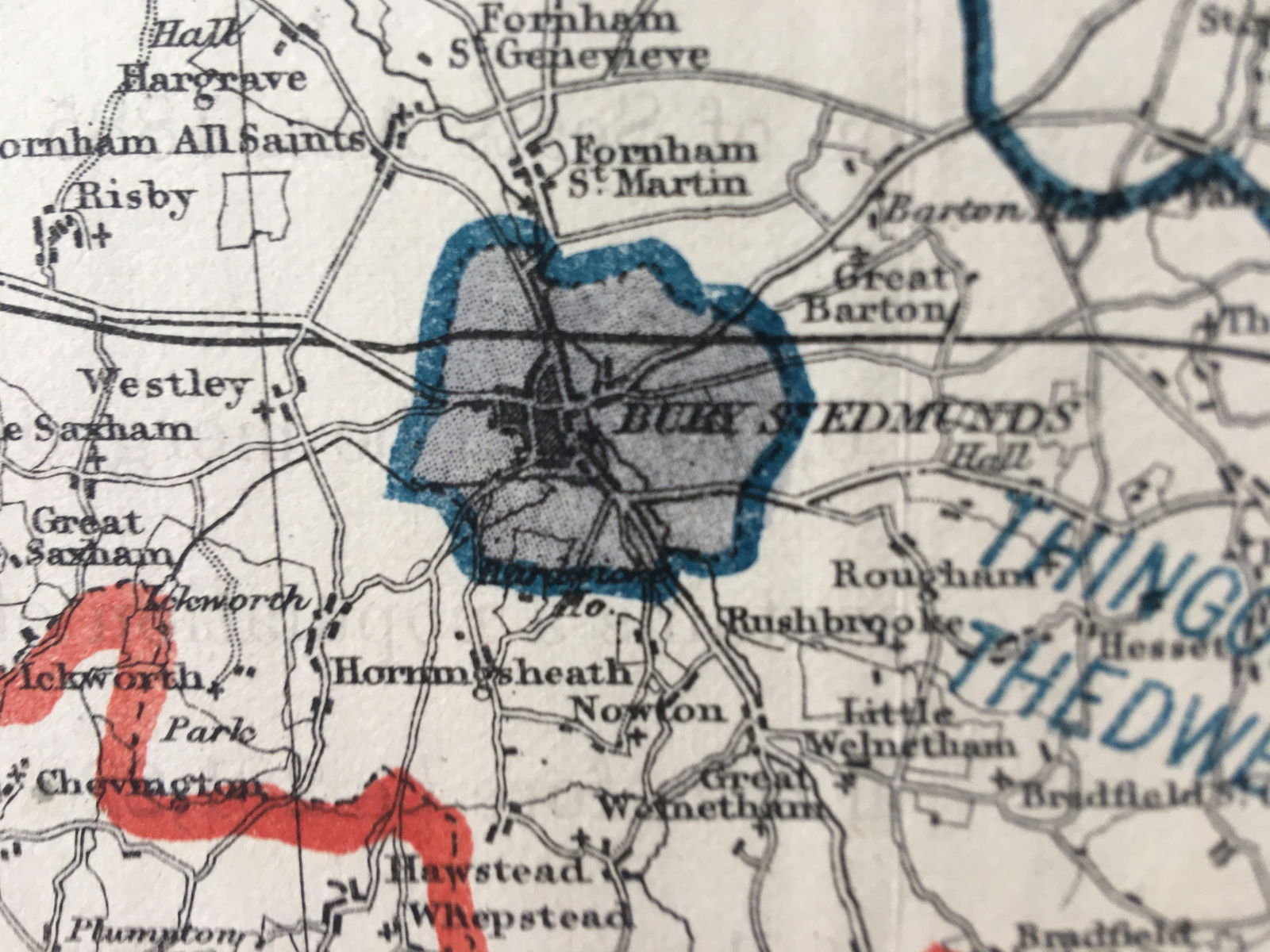 Antique 139 Years-Old Scarce Map County Suffolk 1885 Boundary Changes. - 9
