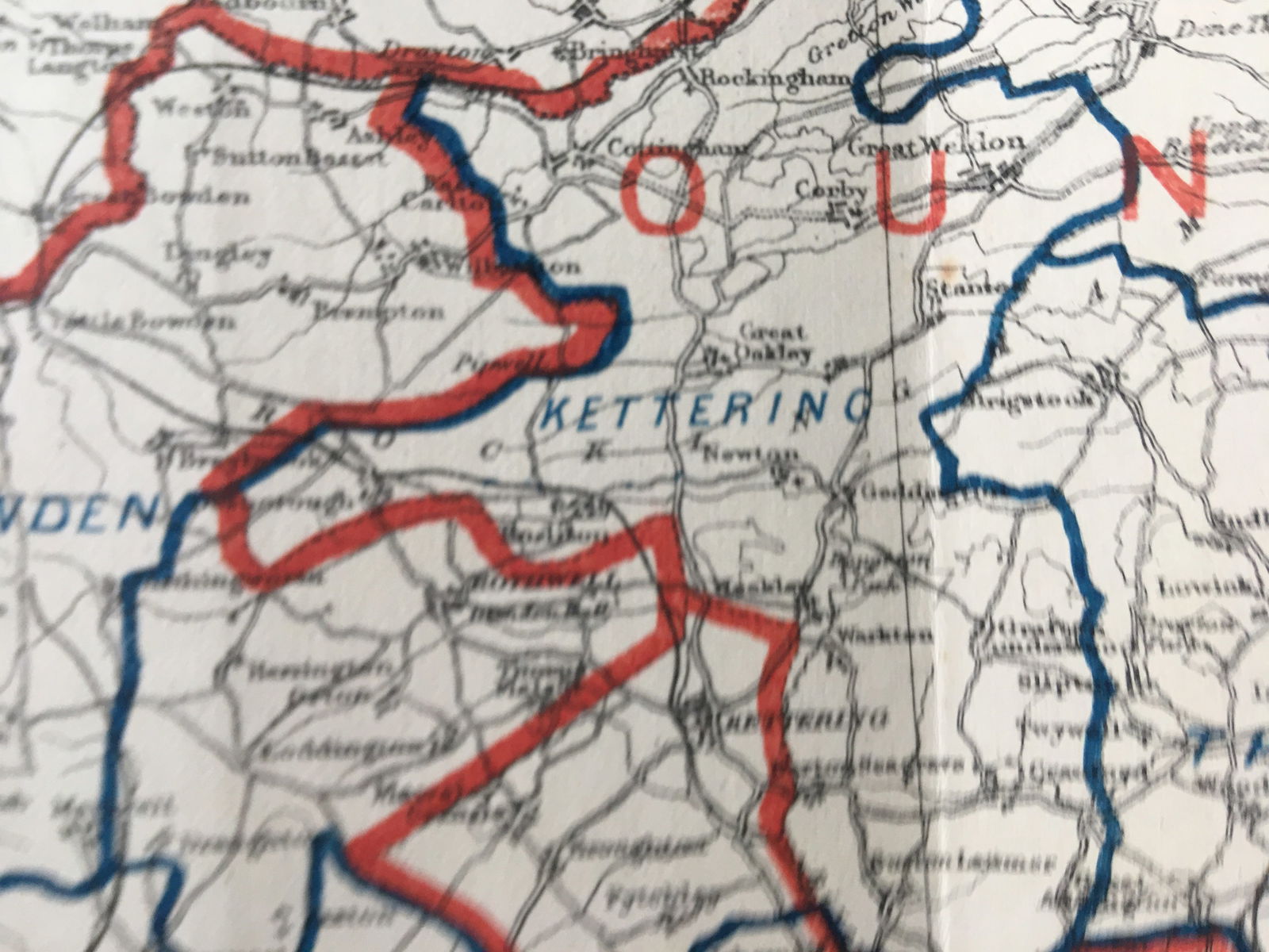 Antique 139 Years-Old Scarce Map Northamptonshire 1885 Boundary Changes. - 5