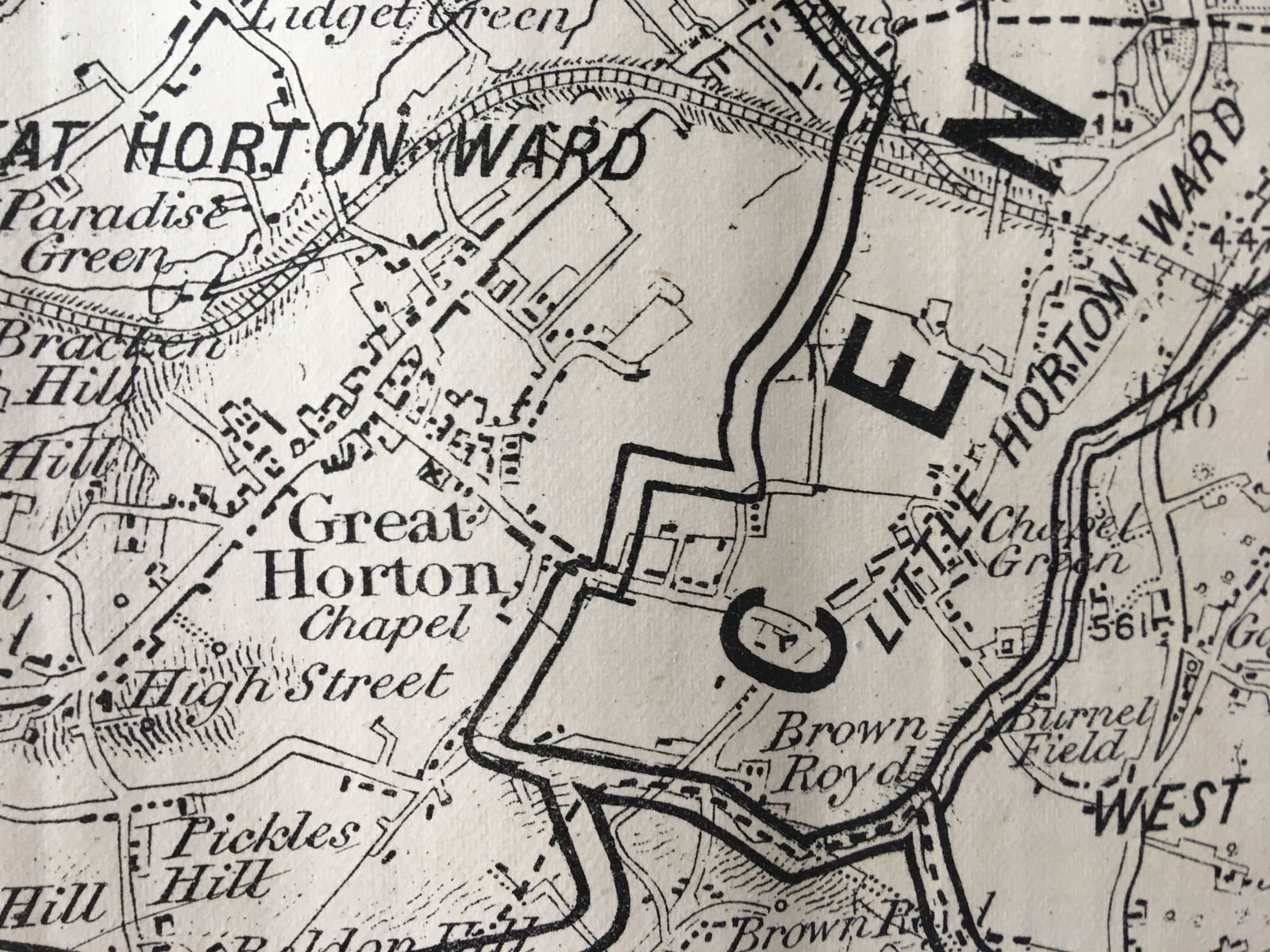 Antique 139 Years-Old Scarce Map City of Bradford 1885 Boundary Changes. - 5