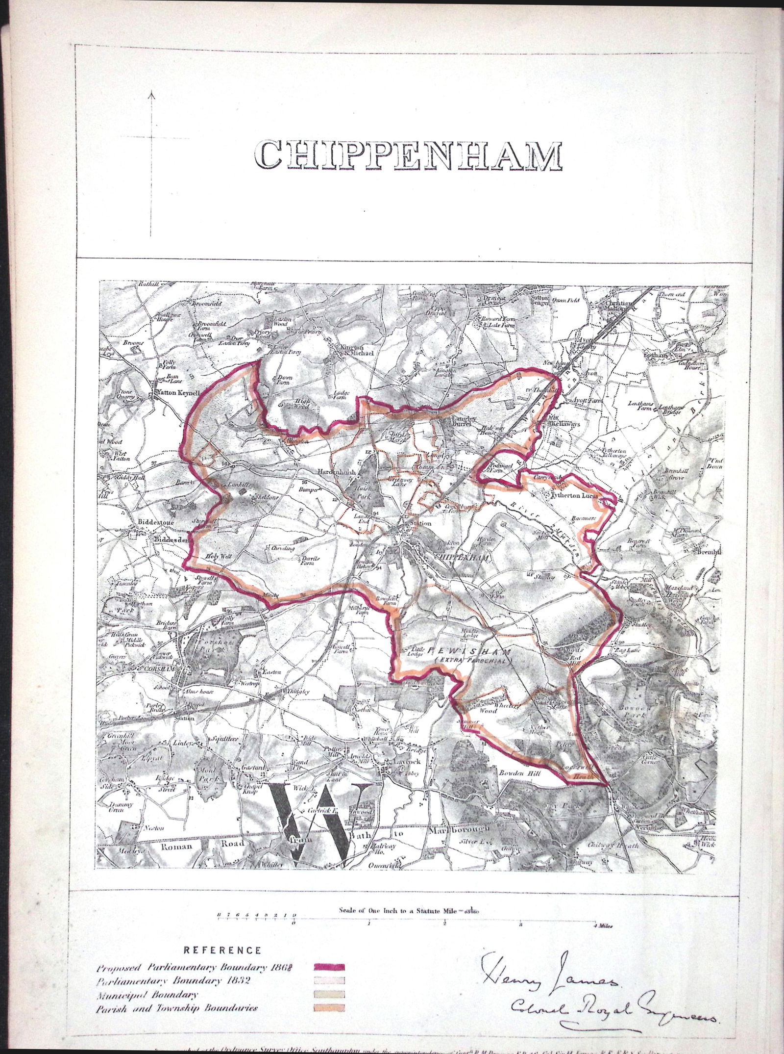 Chippenham Wiltshire Boundary Commission 157-Year-Old Coloured Antique Map.: Title: Chippenham Wiltshire Boundary Commission 157-Year-Old Coloured Antique Map. Description: Chippenham Wiltshire Boundary Commission 157-Year-Old Coloured Antique Map. Original Antique