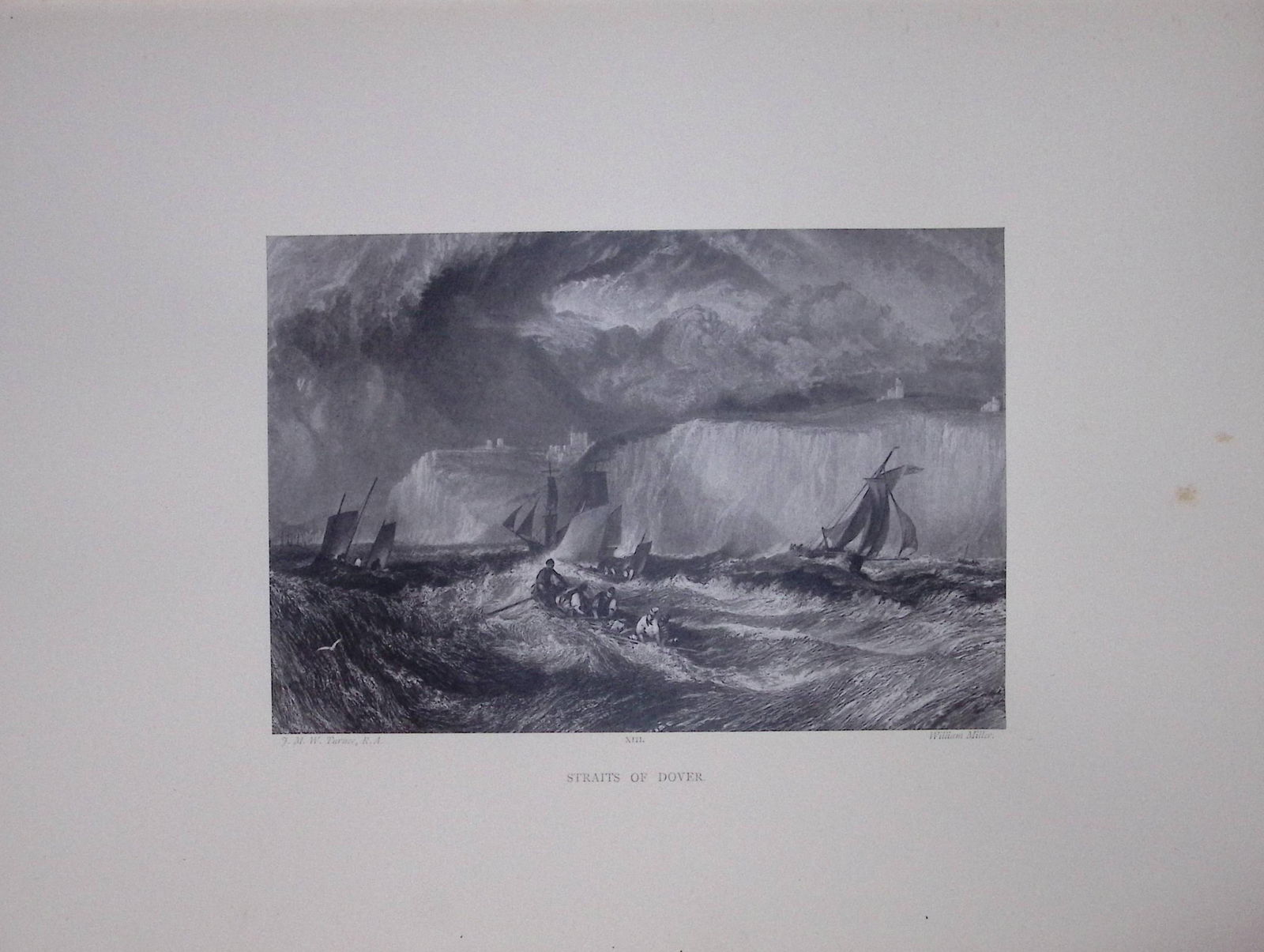 J.M.W Turner Rare “The Straits Of Dover” 1873 Picturesque Views in England-14: Title: J.M.W Turner Rare “The Straits Of Dover” 1873 Picturesque Views in England-14 Description: This Antique Print Was Removed from a 152 Years-Old Edition Of. <