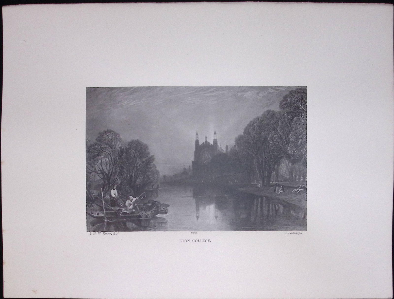 J.M.W Turner Rare “Eton College On The Thames” 1873 Picturesque Views in England-74: Title: J.M.W Turner Rare “Eton College On The Thames” 1873 Picturesque Views in England-74 Description: This Antique Print Was Removed from a 152 Years-Old Edition Of.