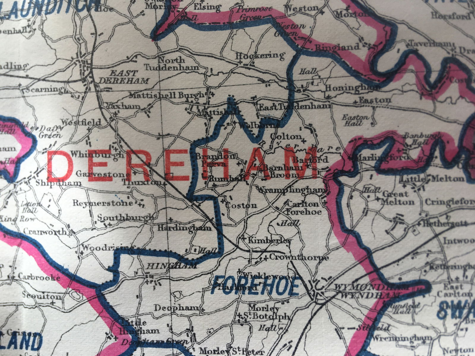 Antique 139 Years-Old Scarce Map County Norfolk 1885 Boundary Changes. - 12