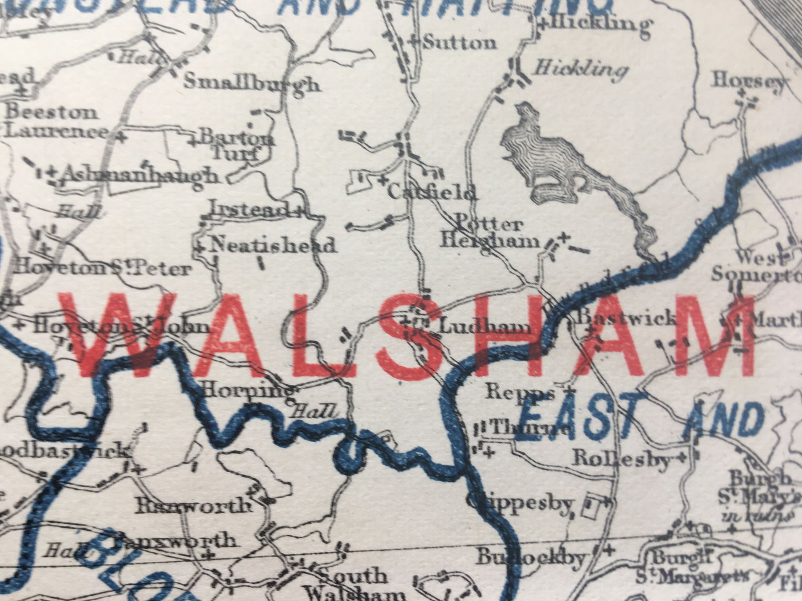 Antique 139 Years-Old Scarce Map County Norfolk 1885 Boundary Changes. - 2