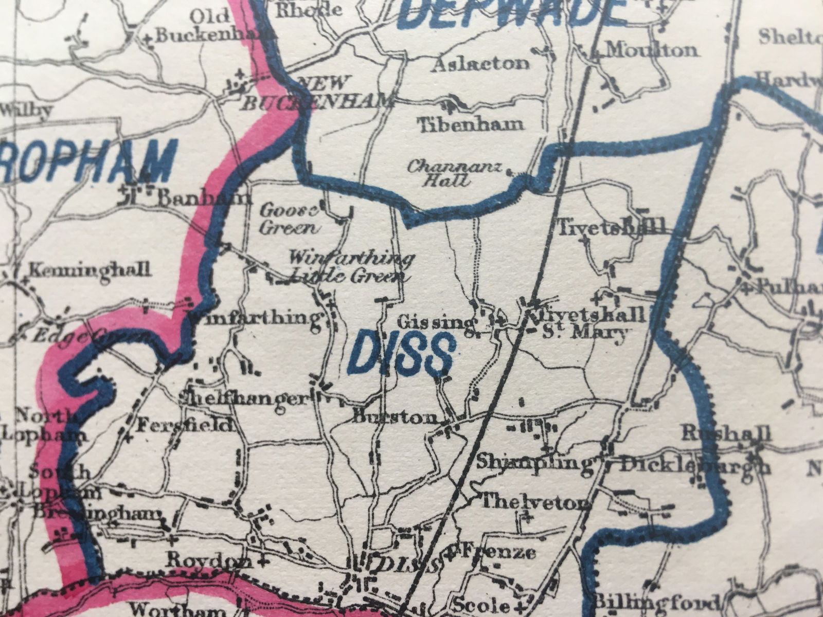 Antique 139 Years-Old Scarce Map County Norfolk 1885 Boundary Changes. - 9