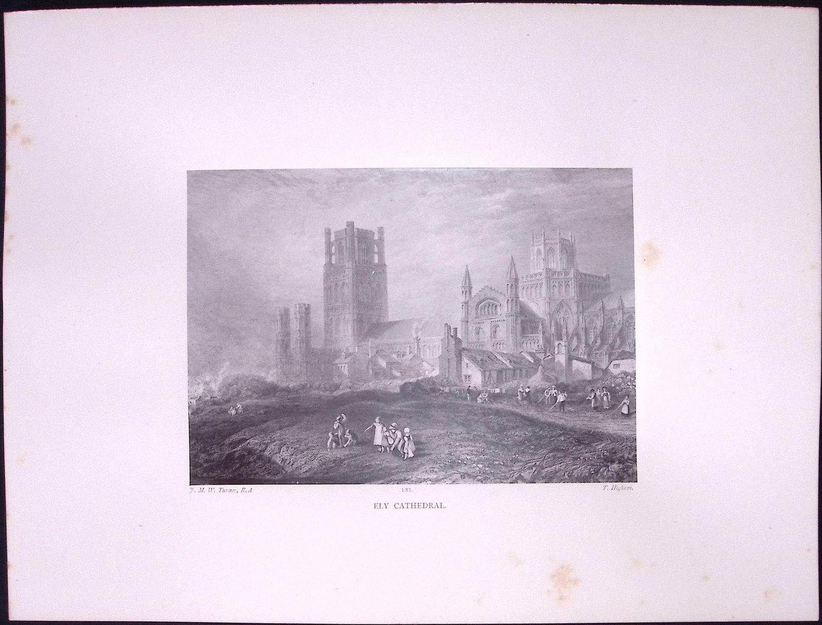 J.M.W Turner Rare “Ely Cathedral” 1873 Picturesque Views in England-65: Title: J.M.W Turner Rare “Ely Cathedral” 1873 Picturesque Views in England-65 Description: This Antique Print Was Removed from a 152 Years-Old Edition Of.