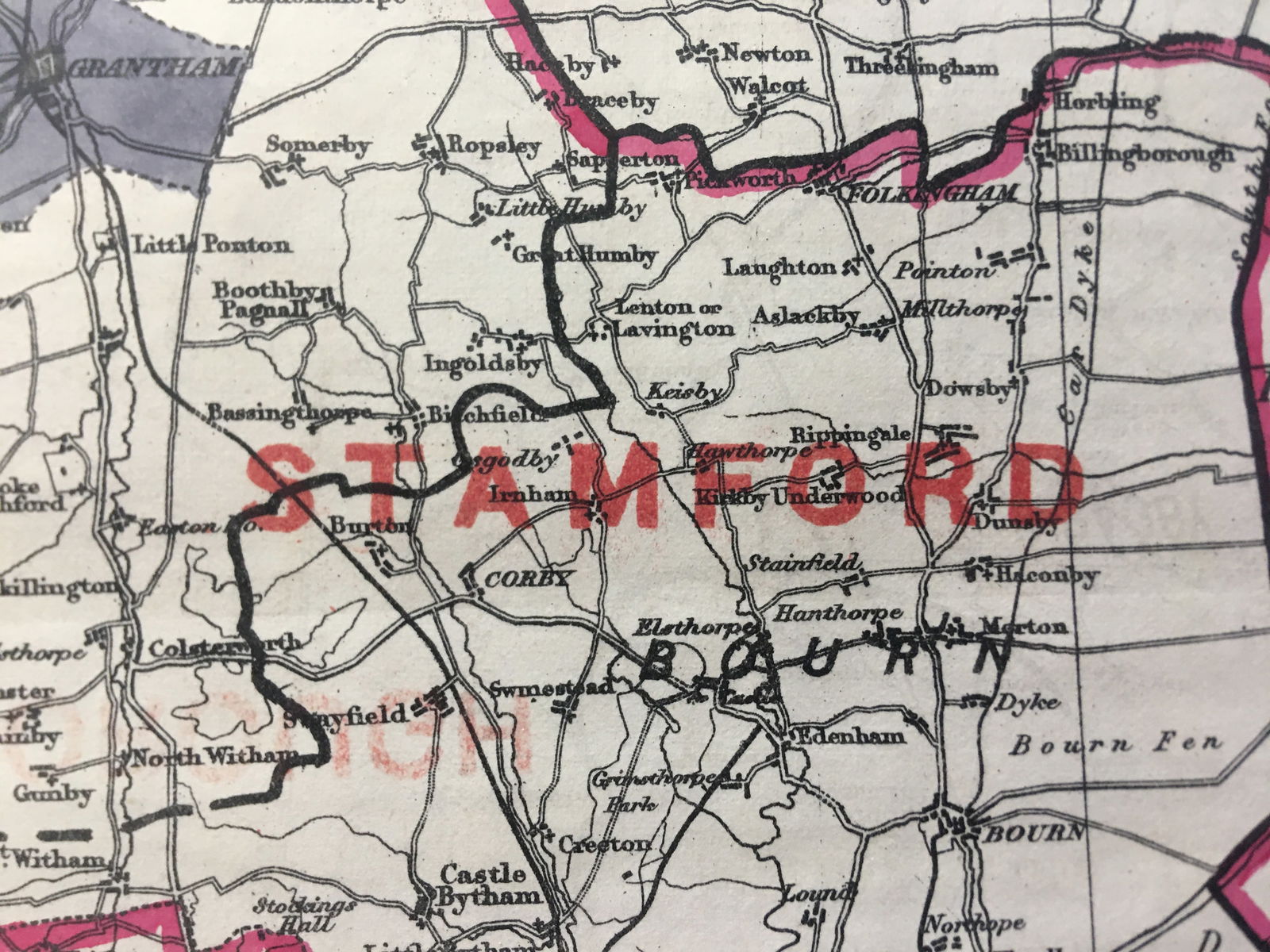 Antique 139 Years-Old Scarce Map Lincolnshire 1885 Boundary Changes. - 2