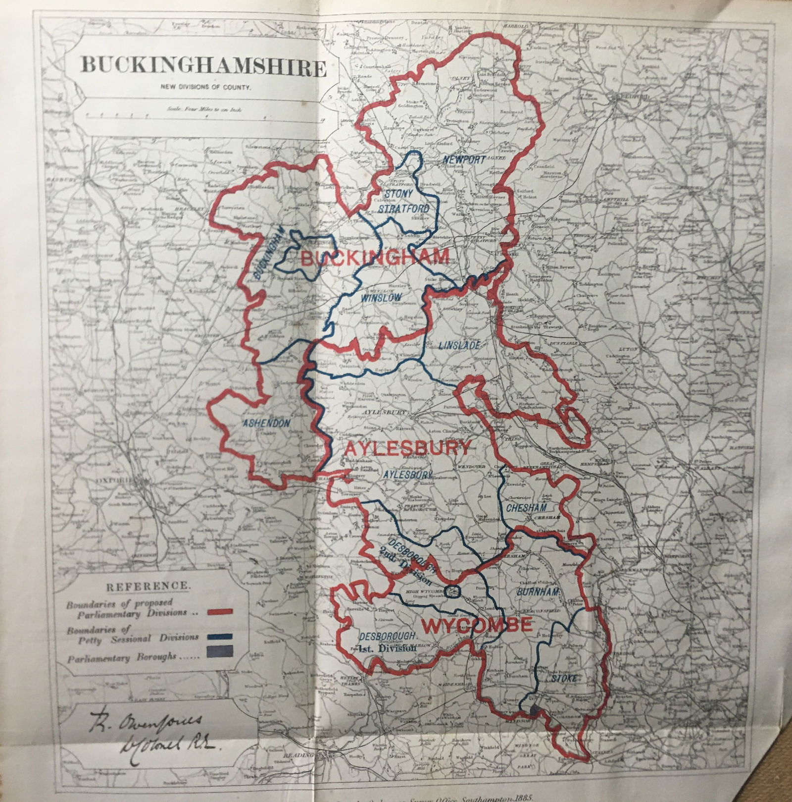Antique 139 Years-Old Scarce Map Buckinghamshire 1885 Boundary Changes.: Title: Antique 139 Years-Old Scarce Map Buckinghamshire 1885 Boundary Changes. Description: Antique 139 Years-Old Scarce Map Buckinghamshire 1885 Boundary Changes. Zincographed Ordnance Survey