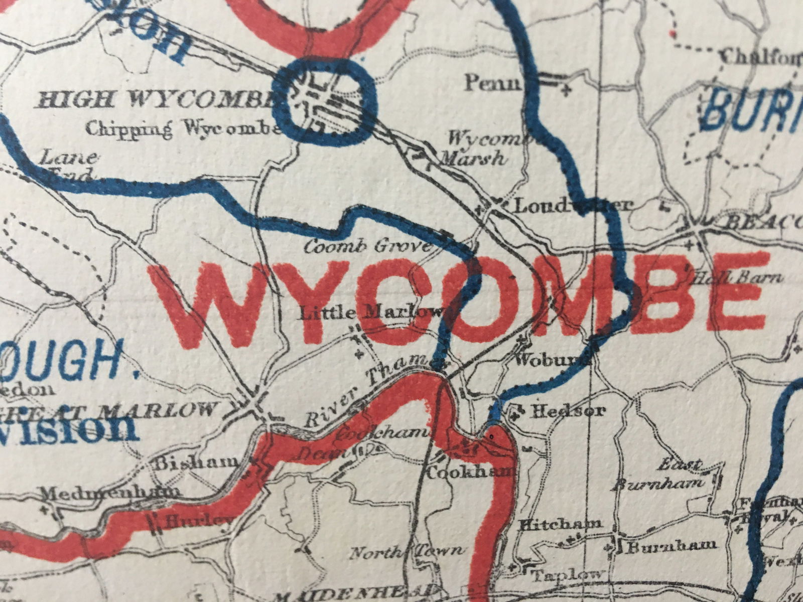 Antique 139 Years-Old Scarce Map Buckinghamshire 1885 Boundary Changes. - 4