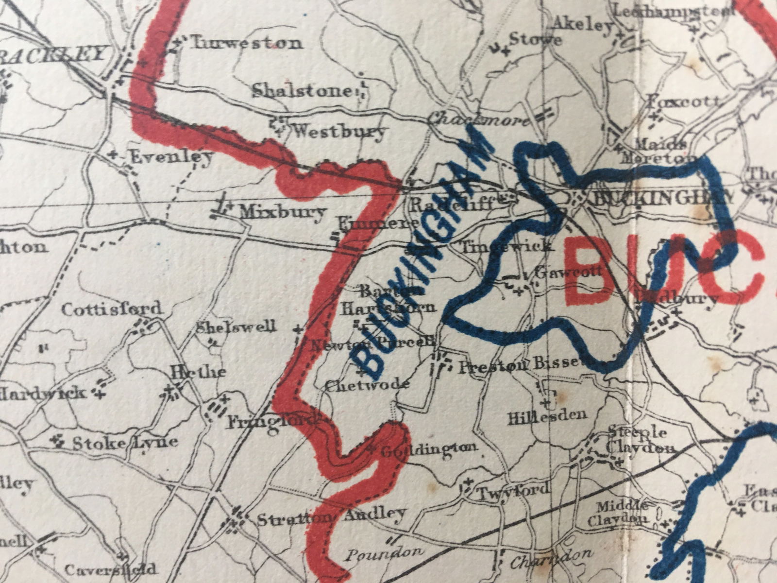 Antique 139 Years-Old Scarce Map Buckinghamshire 1885 Boundary Changes. - 8