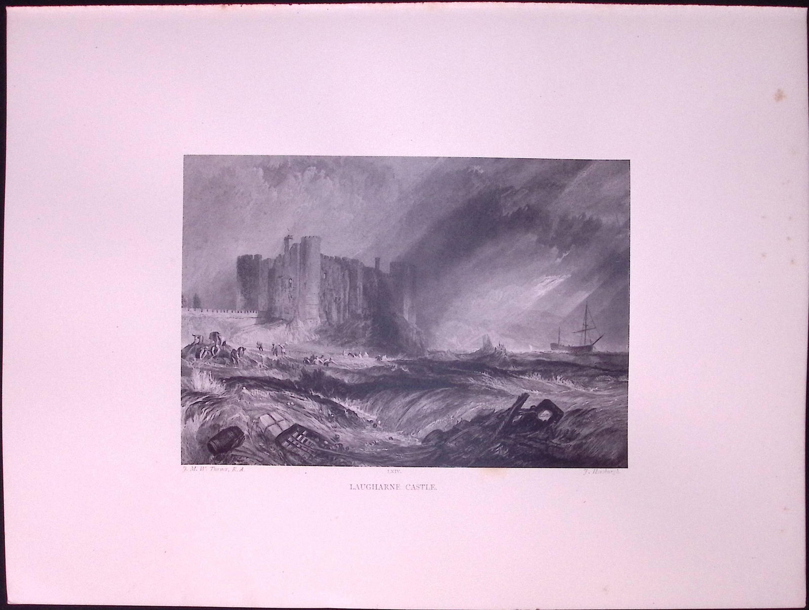 J.M.W Turner Rare “Langharne Castle Wales” 1873 Picturesque Views in England-20: Title: J.M.W Turner Rare “Langharne Castle Wales” 1873 Picturesque Views in England-20 Description: This Antique Print Was Removed from a 152 Years-Old Edition Of.