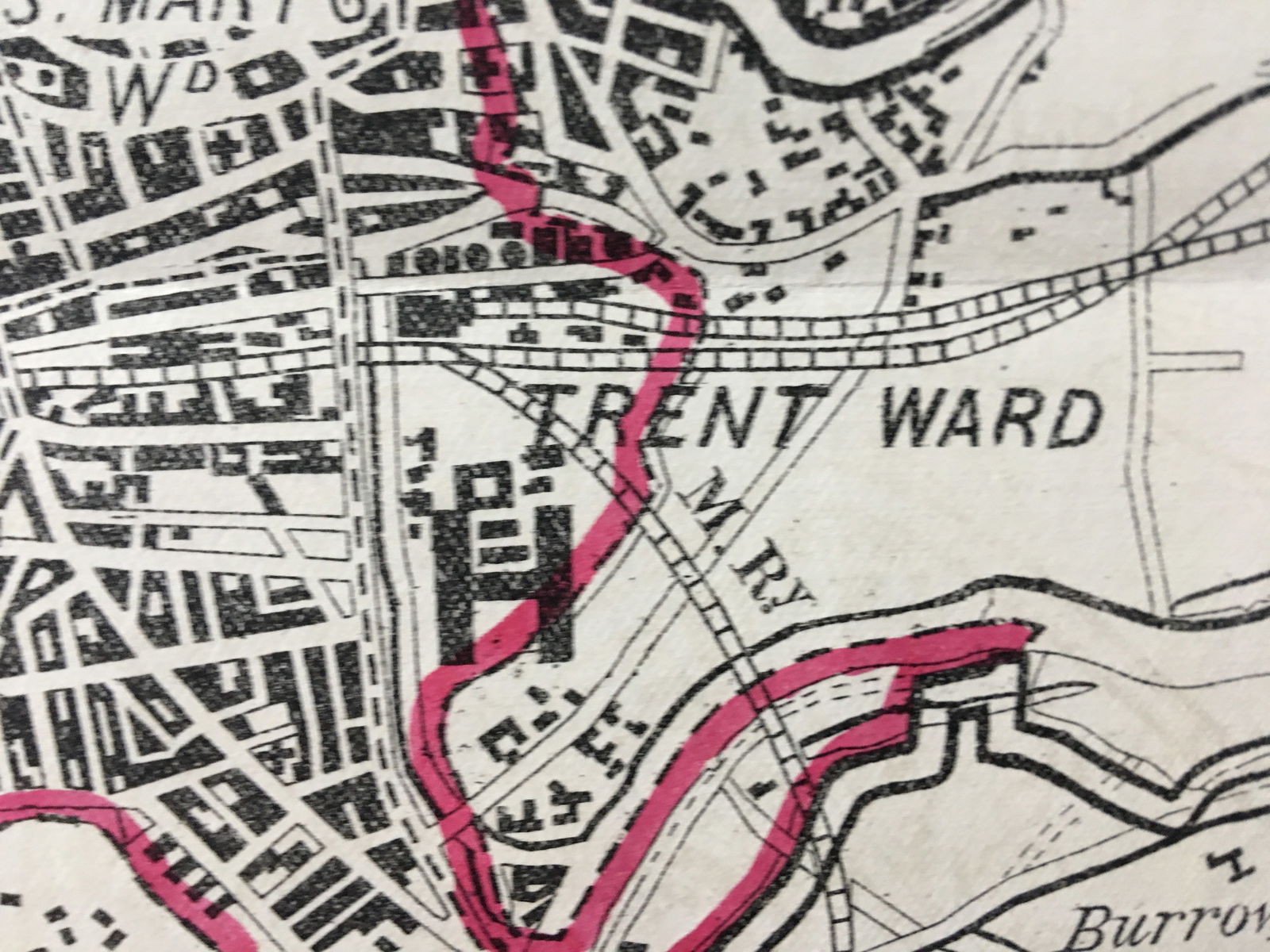 Antique 139 Years-Old Scarce Map City of Nottingham 1885 Boundary Changes. - 5