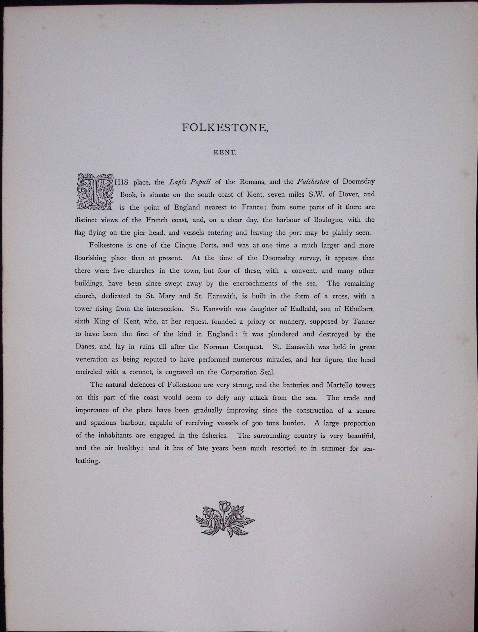 J.M.W Turner Rare “Folkestone Kent” 1873 Picturesque Views in England-11 - 2