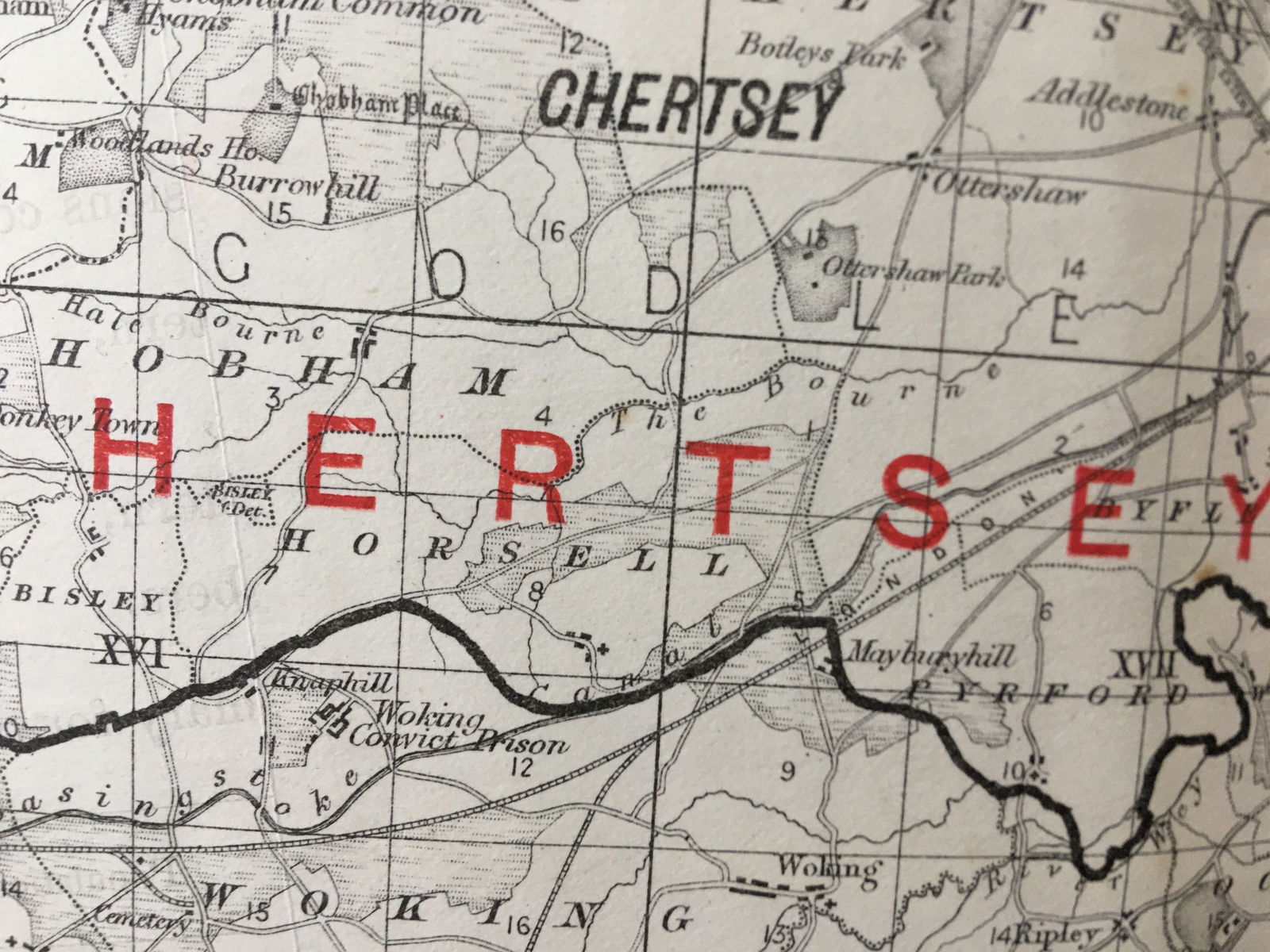 Antique 139 Years-Old Scarce Map County Surrey 1885 Boundary Changes. - 4