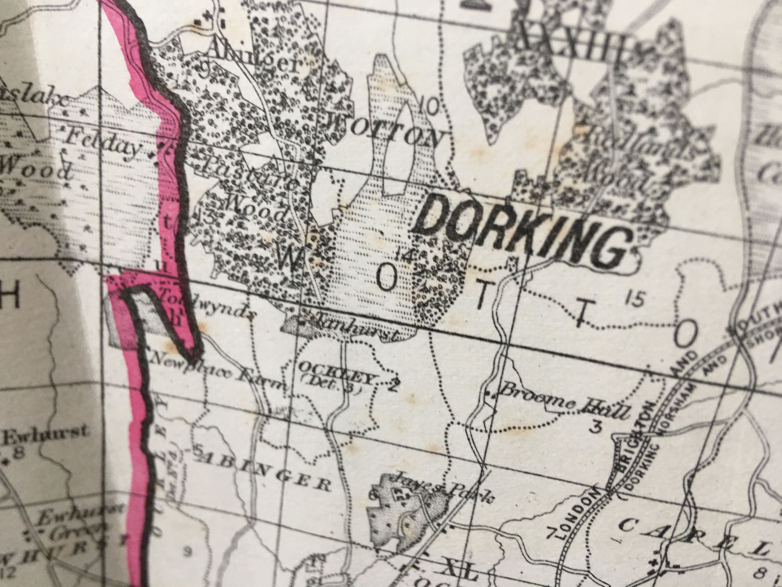 Antique 139 Years-Old Scarce Map County Surrey 1885 Boundary Changes. - 8