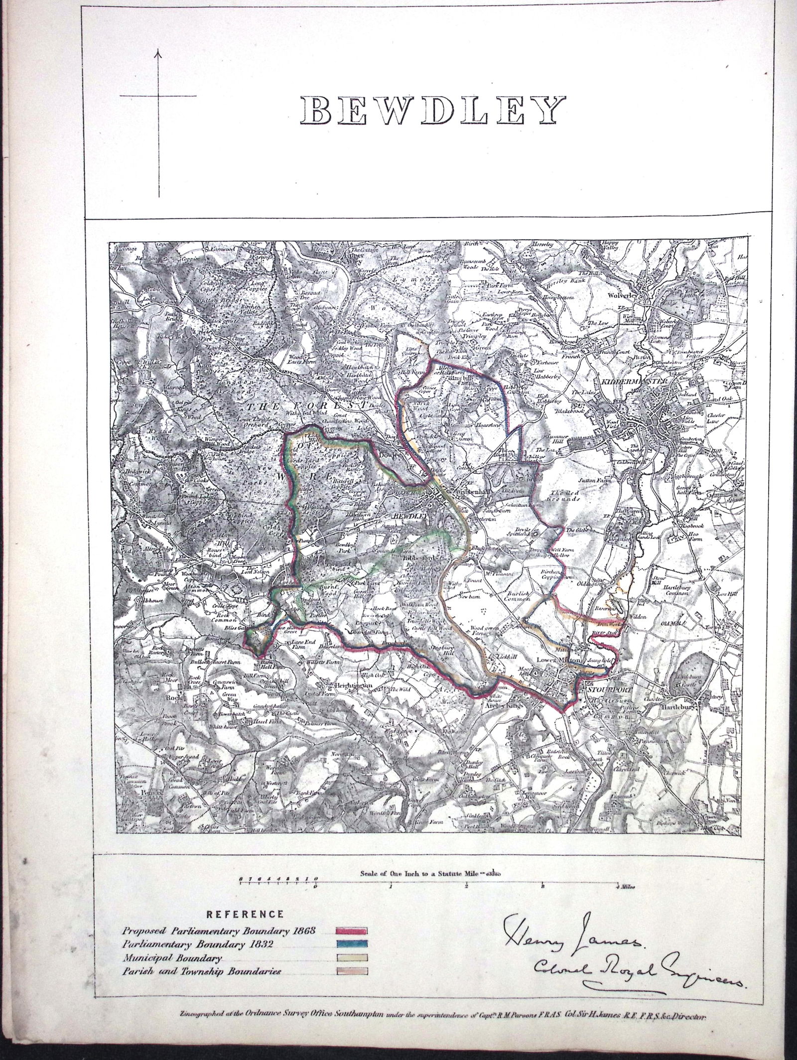 Bewdley Worcestershire Boundary Commission 157-Year-Old Coloured Antique Map.: Title: Bewdley Worcestershire Boundary Commission 157-Year-Old Coloured Antique Map. Description: Bewdley Worcestershire Boundary Commission 157-Year-Old Coloured Antique Map. <