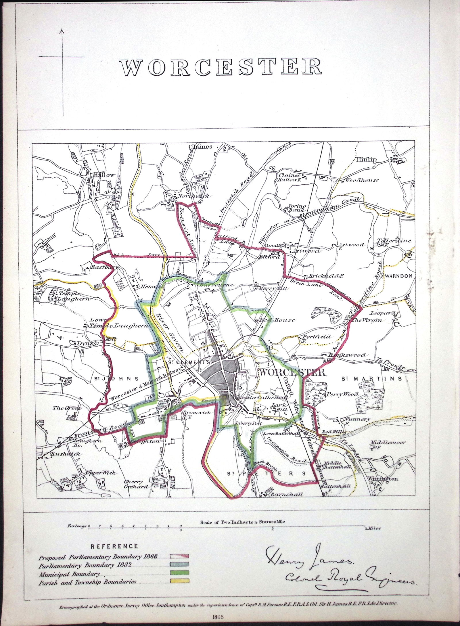 Worcester City & District Boundary Commission 157-Year-Old Coloured Antique Map.: Title: Worcester City & District Boundary Commission 157-Year-Old Coloured Antique Map. Description: Worcester City & District Boundary Commission 157-Year-Old Coloured Antiq