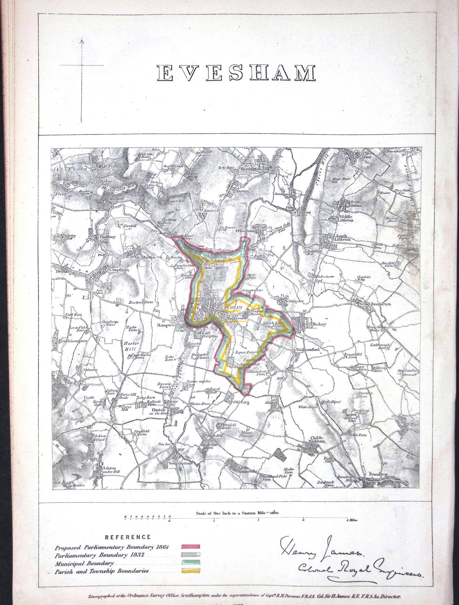 Evesham Worcestershire Boundary Commission 157-Year-Old Coloured Antique Map.: Title: Evesham Worcestershire Boundary Commission 157-Year-Old Coloured Antique Map. Description: Evesham Worcestershire Boundary Commission 157-Year-Old Coloured Antique Map.