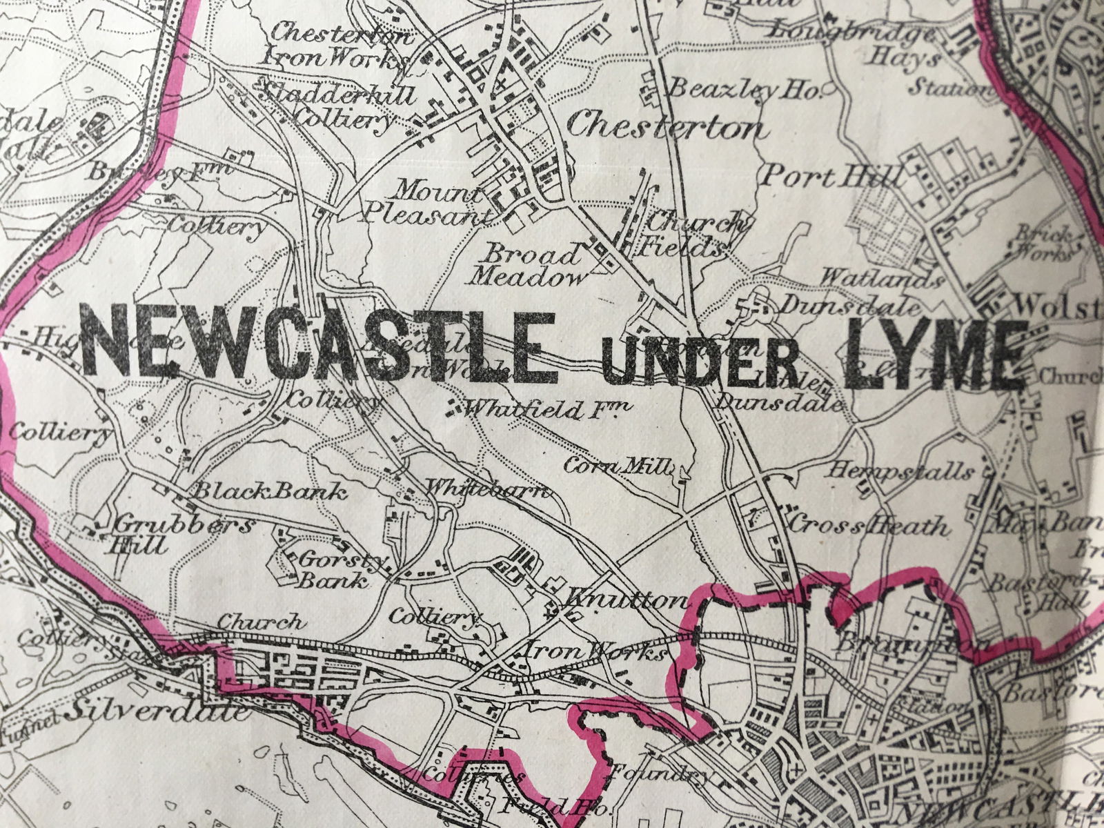 Antique 139 Years-Old Scarce Map Stoke On Trent 1885 Boundary Changes. - 2