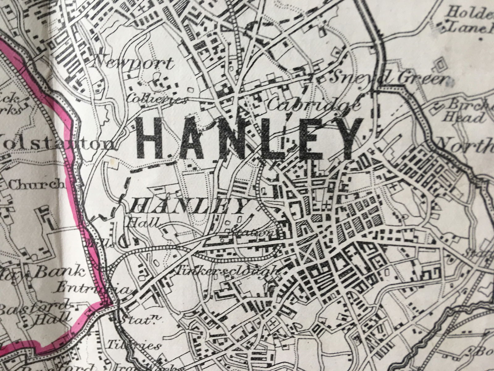 Antique 139 Years-Old Scarce Map Stoke On Trent 1885 Boundary Changes. - 3