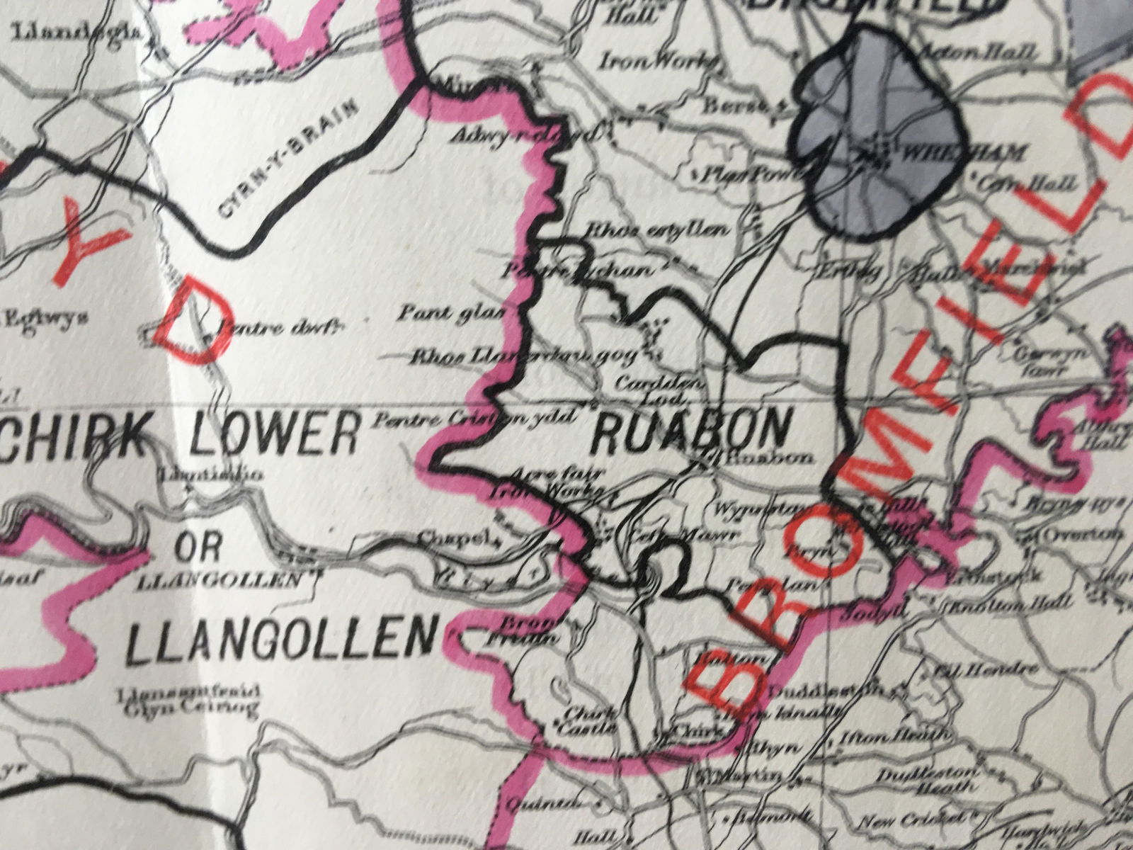 Antique 139 Years-Old Scarce Map Denbighshire 1885 Boundary Changes. - 3