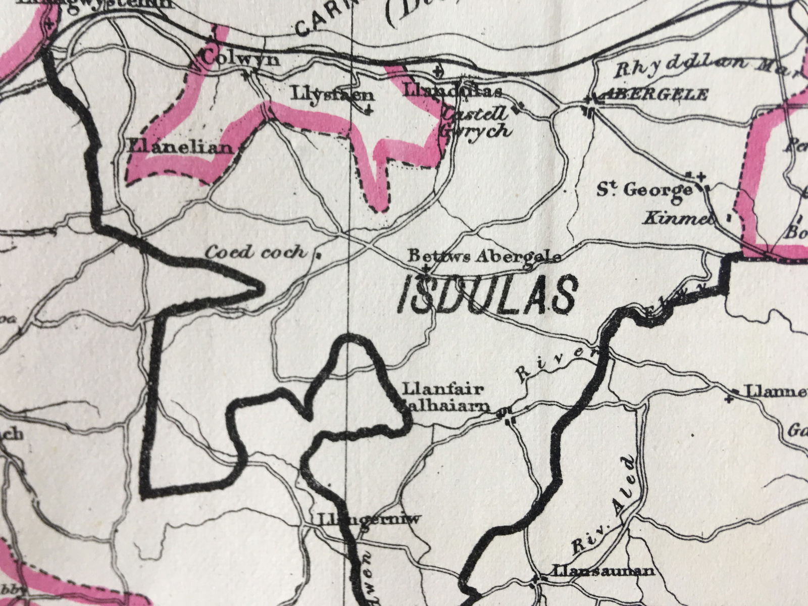 Antique 139 Years-Old Scarce Map Denbighshire 1885 Boundary Changes. - 5