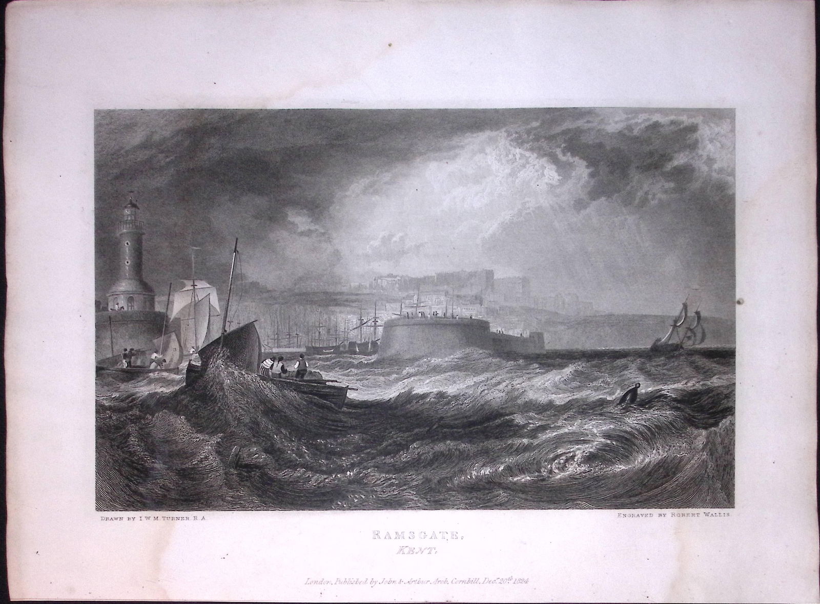 J.M.W Turner "Ramsgate Kent" Views from a Southern Coast Rare Antique Copper Engraving-2: Title: J.M.W Turner "Ramsgate Kent" Views from a Southern Coast Rare Antique Copper Engraving-2 Description: J.M.W Turner "Ramsgate Kent" Views from a Southern Coast Ra