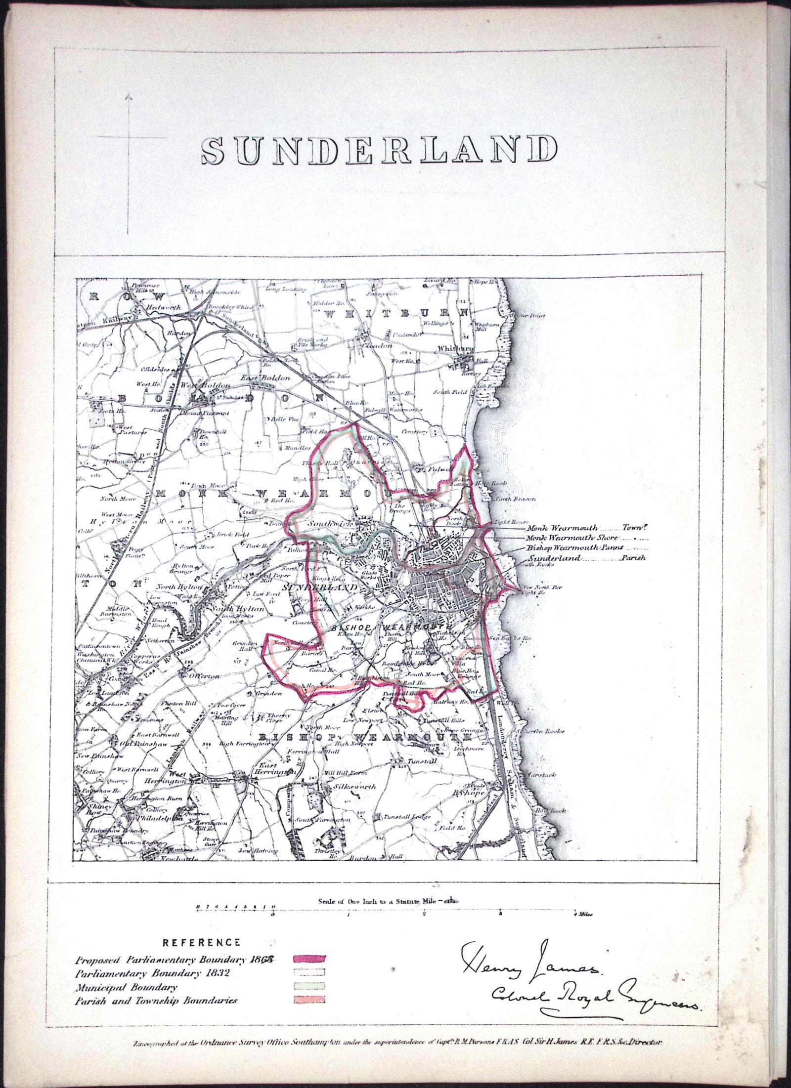 Sunderland Tyne & Wear Boundary Commission 157-Year-Old Coloured Antique Map.: Title: Sunderland Tyne & Wear Boundary Commission 157-Year-Old Coloured Antique Map. Description: Sunderland Tyne & Wear Boundary Commission 157-Year-Old Coloured Antique Map. 