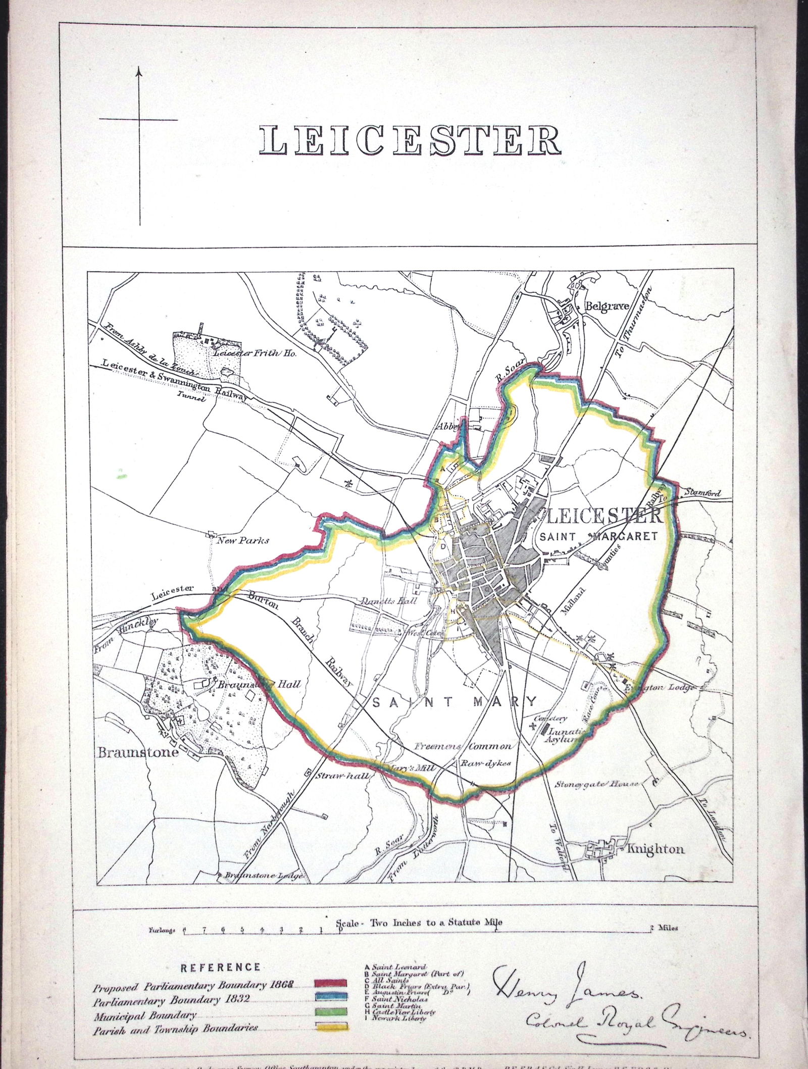 Leicester City Boundary Commission 157-Year-Old Coloured Antique Map.: Title: Leicester City Boundary Commission 157-Year-Old Coloured Antique Map. Description: Leicester City Boundary Commission 157-Year-Old Coloured Antique Map. Orig