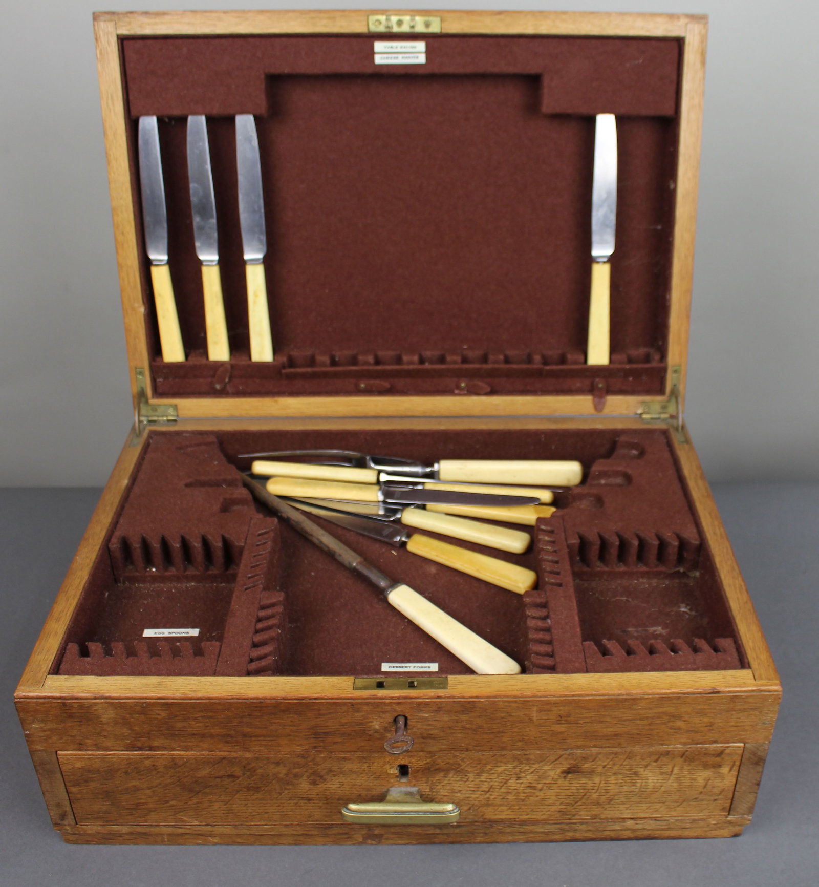 Antique Edwardian Oak Cutlery Box - 3