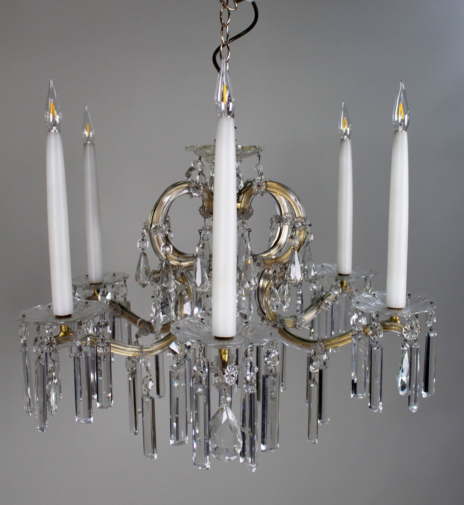 Pair of Fine Cut Crystal 6 Light Chandeliers - 3