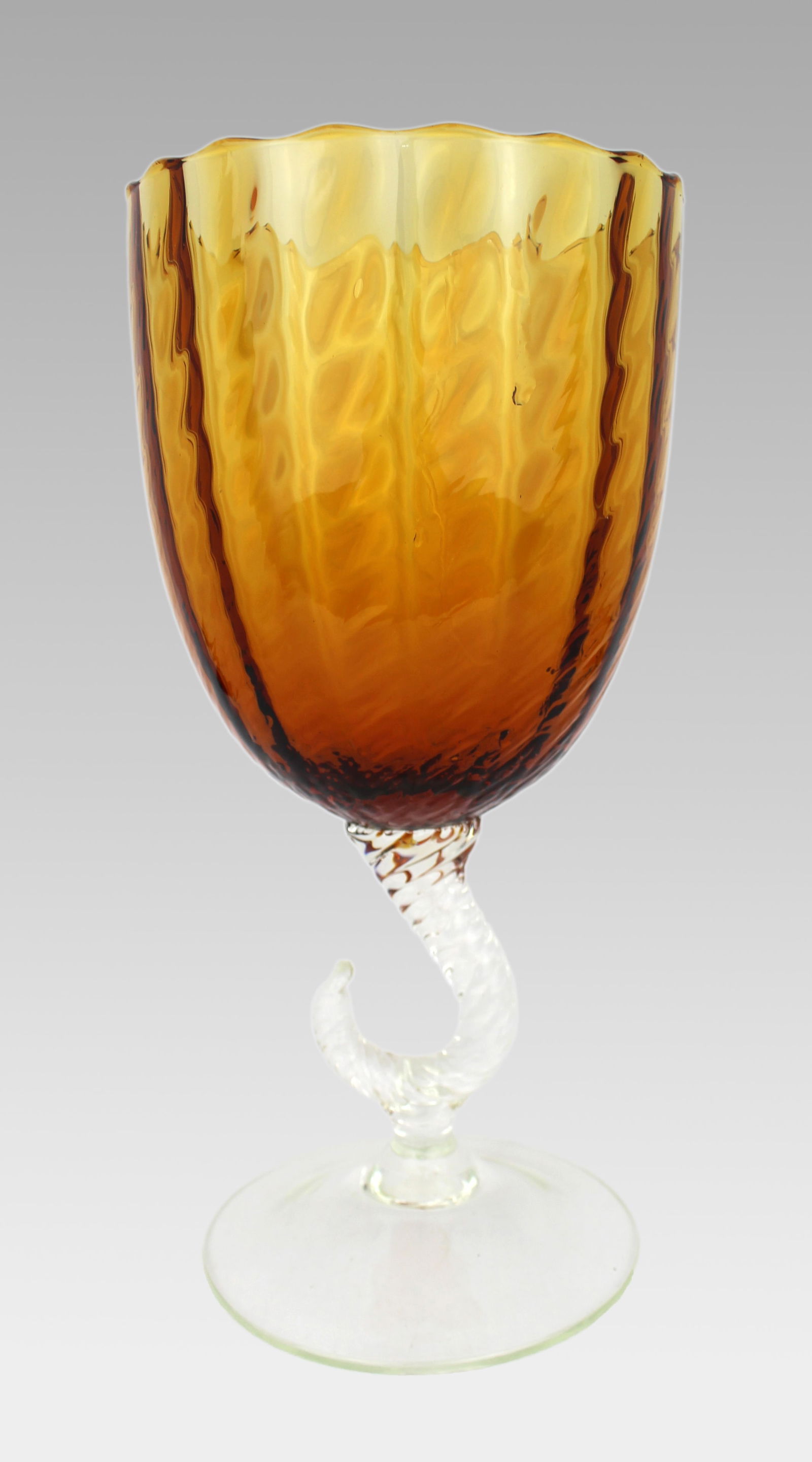 Vintage Mid-20th Century Murano-Style Amber Glass Goblet - 2