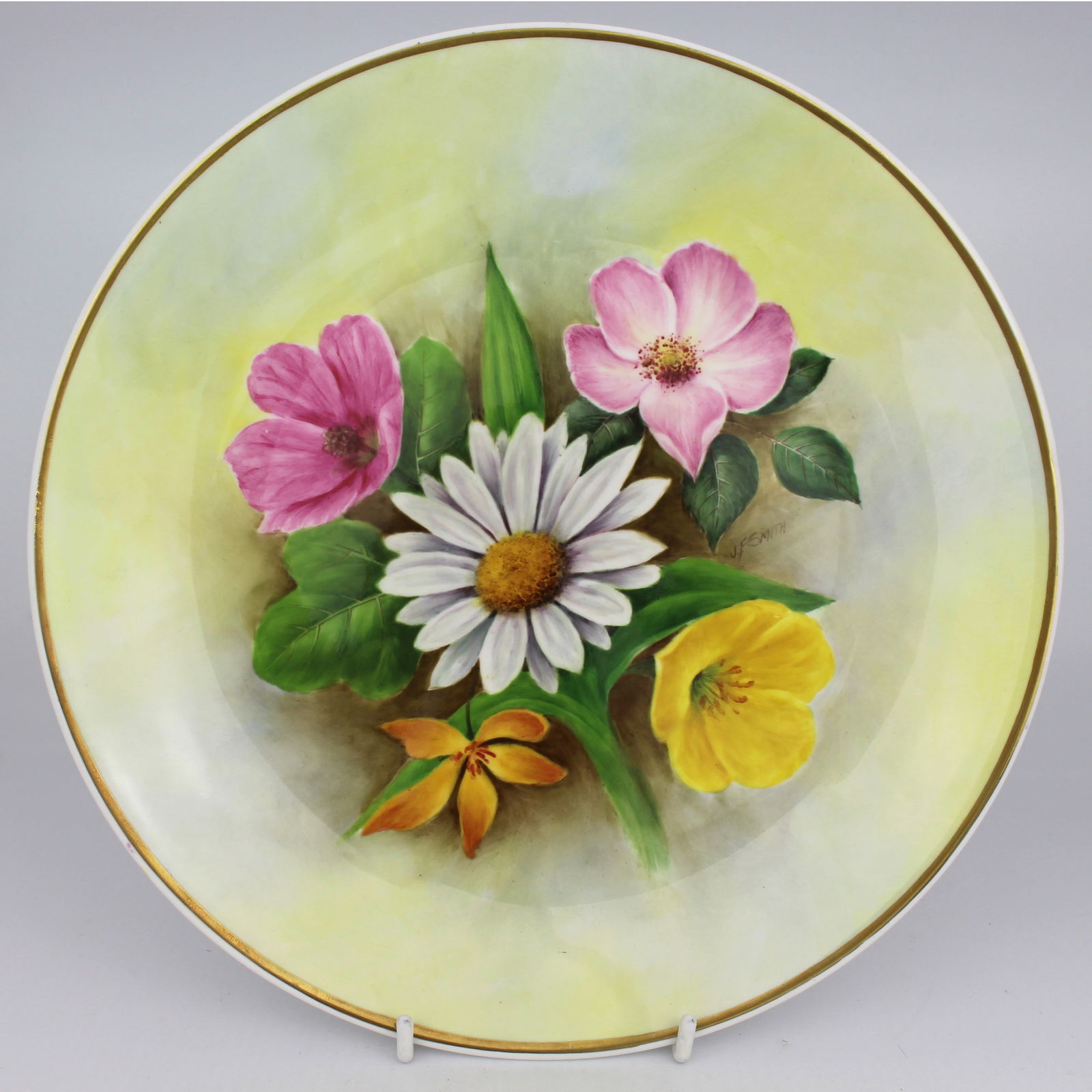 Hand Painted Flowers Cabinet Plate by J Smith Worcester: Title: Hand Painted Flowers Cabinet Plate by J Smith Worcester Description: Hand Painted Cabinet Plate by J Smith Worcester Condition: Used Delivery option: Collection & Delivery Location