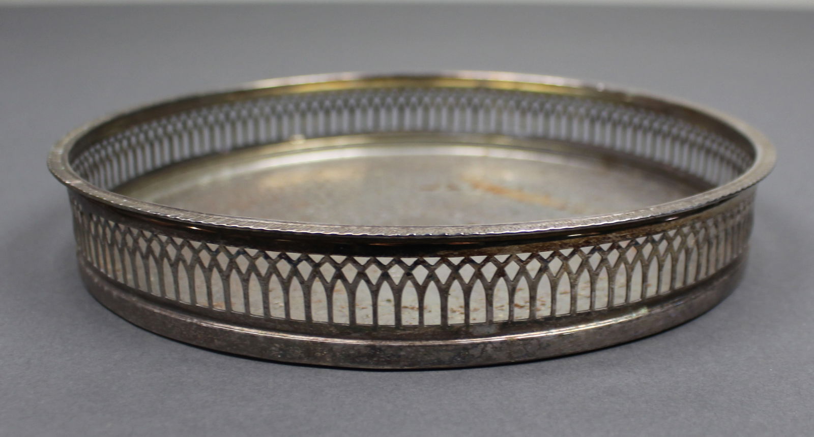 Circular English Silver Plated Gallery Tray by Cavalier - 2
