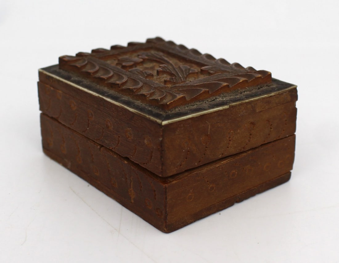 Small Carved Wooden Box - 2