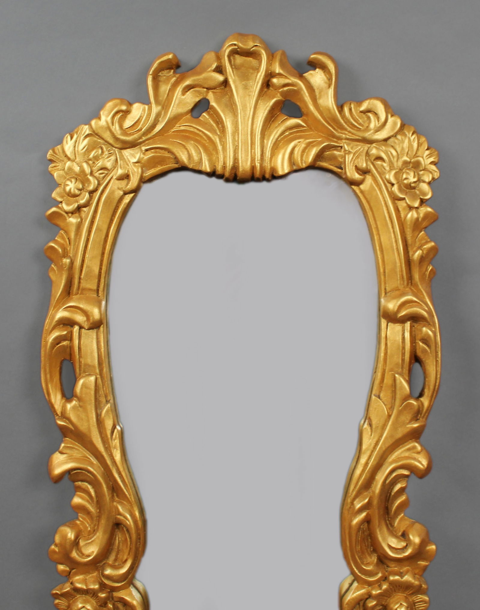 Louis XV Style Carved Giltwood Wall Mirror with Bracket Shelf - 2