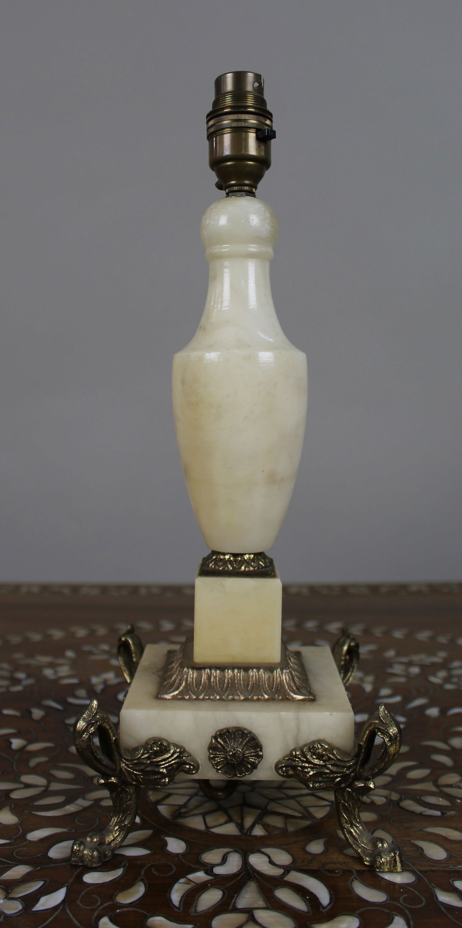 Vintage Alabaster and Metal Mounted Table Lamp (1 of 6)