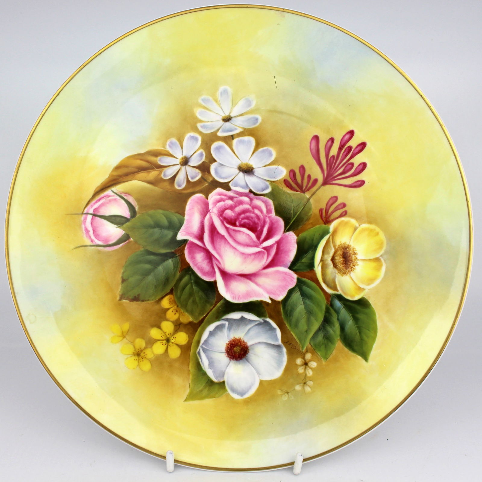Hand Painted Flowers Cabinet Plate by J Smith Worcester: Title: Hand Painted Flowers Cabinet Plate by J Smith Worcester Description: Hand Painted Cabinet Plate by J Smith Worcester Condition: Used Delivery option: Collection & Delivery Location