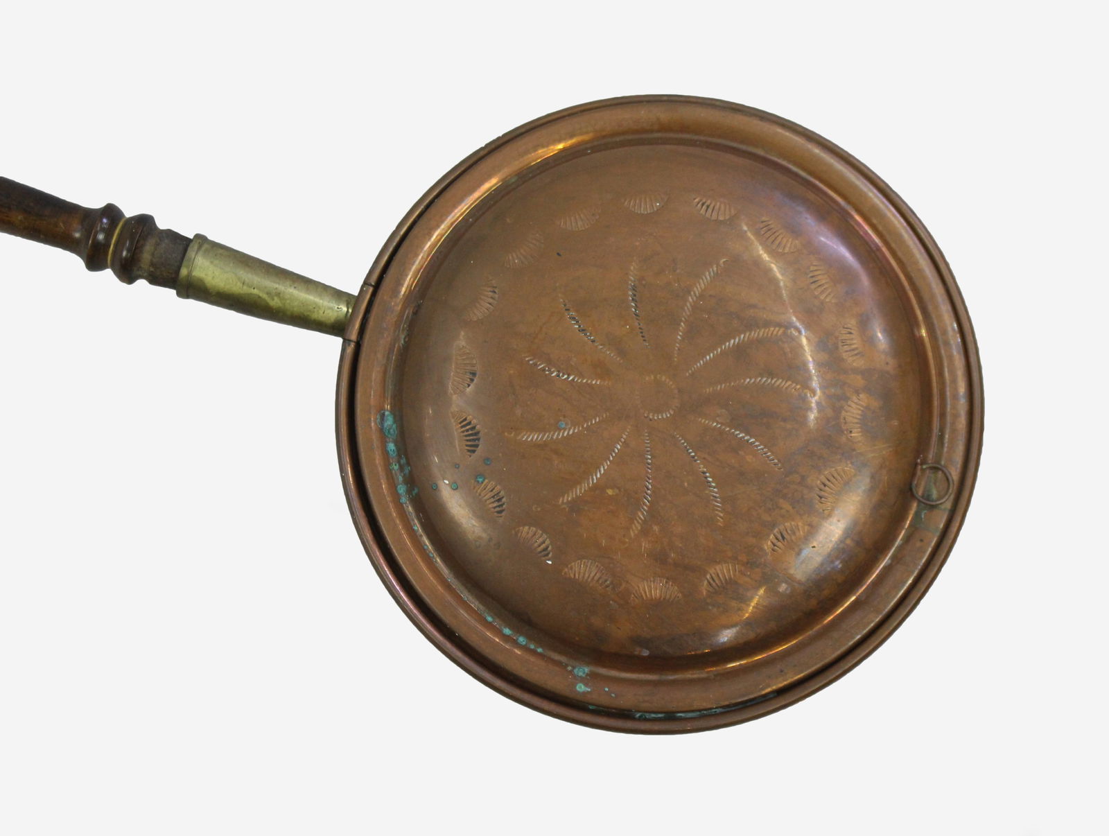 Copper & Brass Turned Wooden Warming Pan - 2