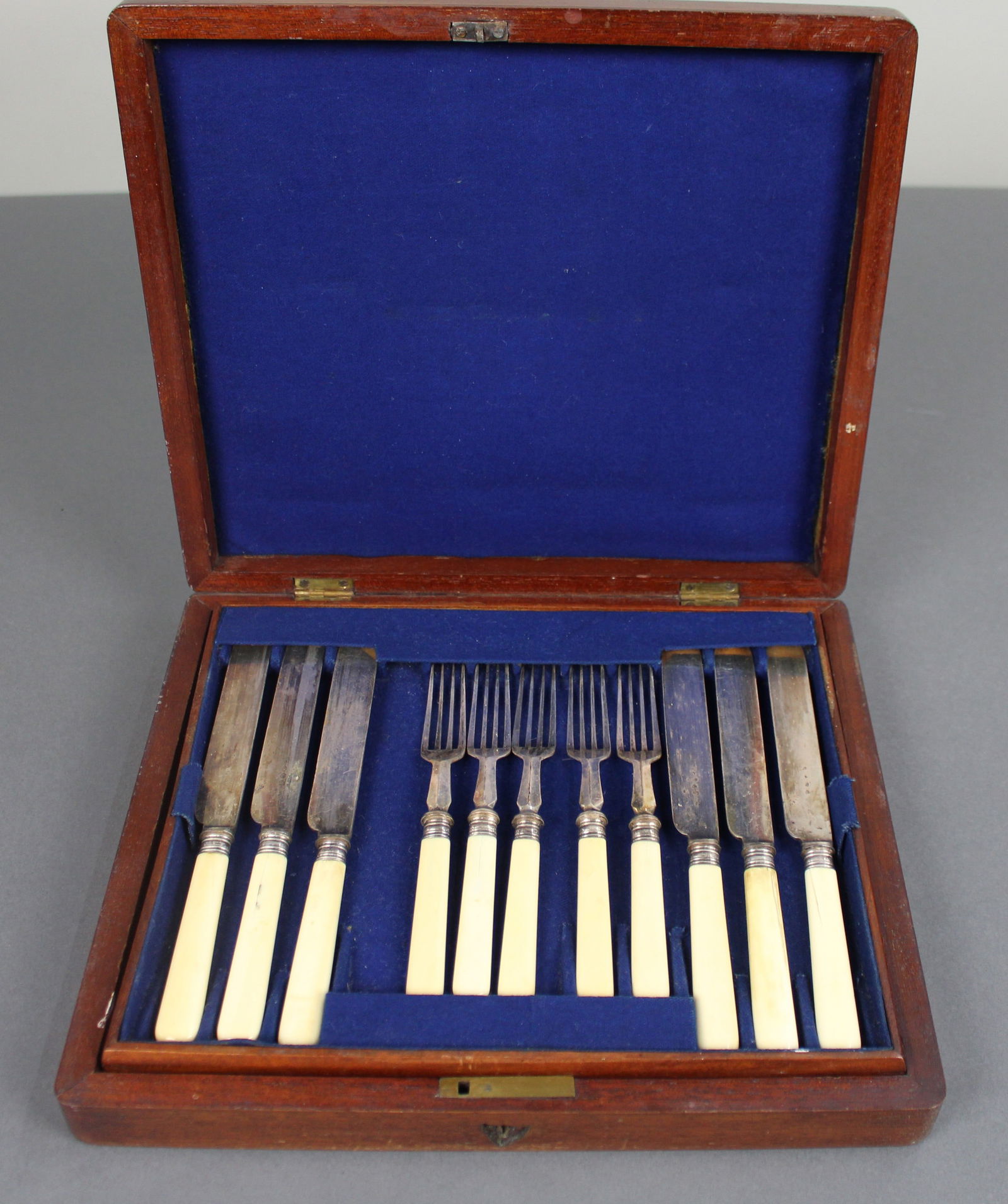 Antique Bone-Handled Dessert Cutlery Set, c.1900: Title: Antique Bone-Handled Dessert Cutlery Set, c.1900 Description: Antique Bone-Handled Dessert Cutlery Set, c.1900 An antique English dessert cutlery set dating from the late Victorian to