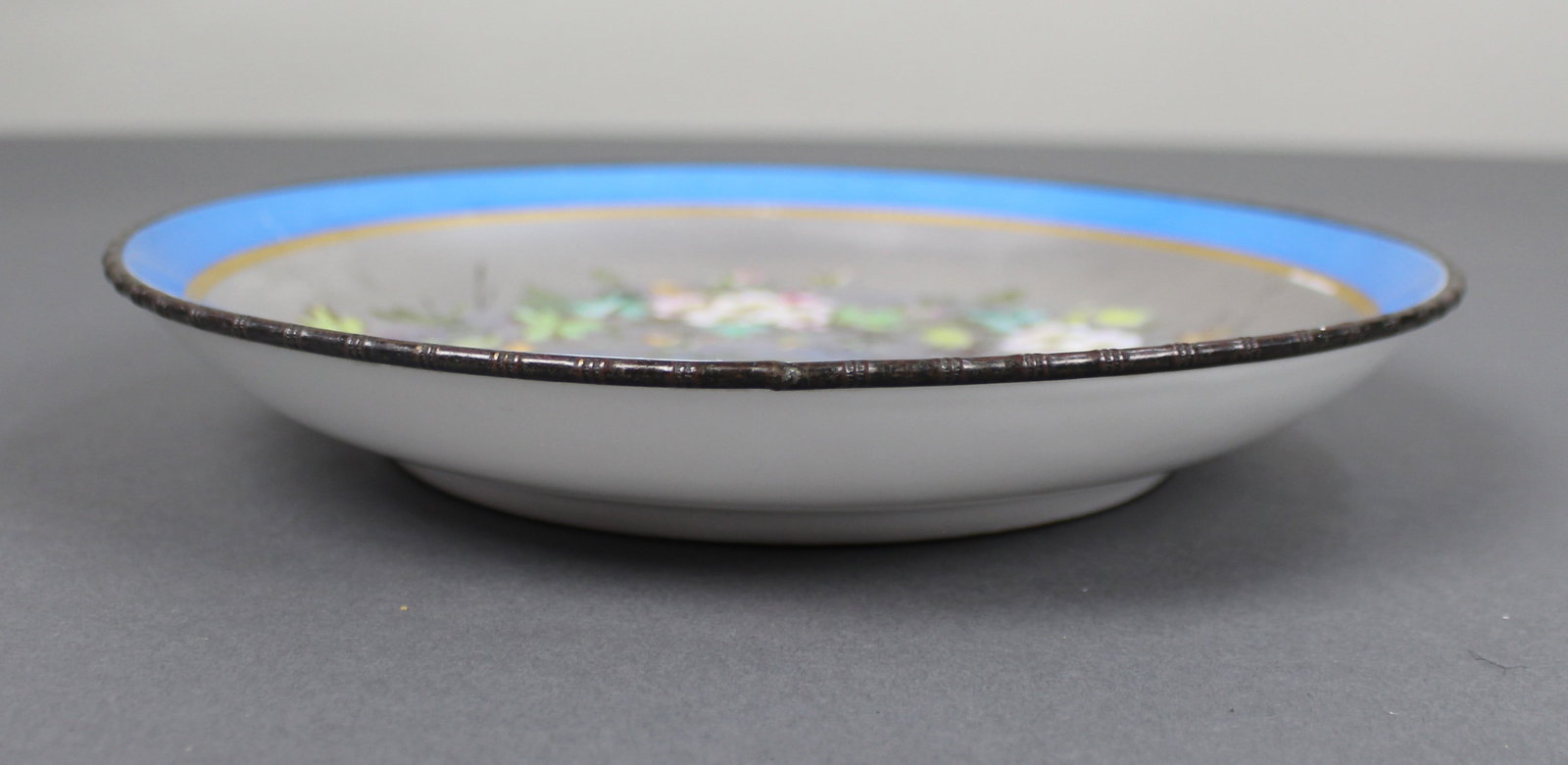 Antique Continental Porcelain Platinum Dish with Gilt Bronze Rim - 8