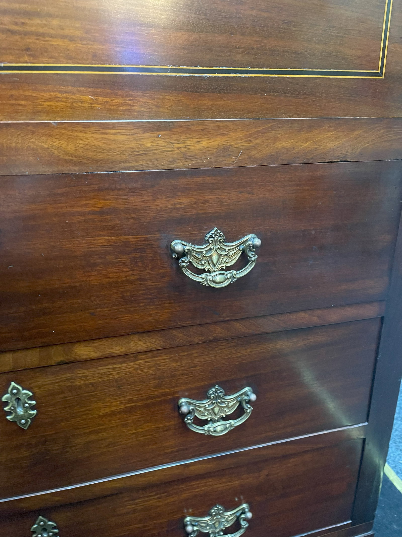 Georgian Mahogany and Satinwood Inlaid Secretaire Chest c.1800 - 12