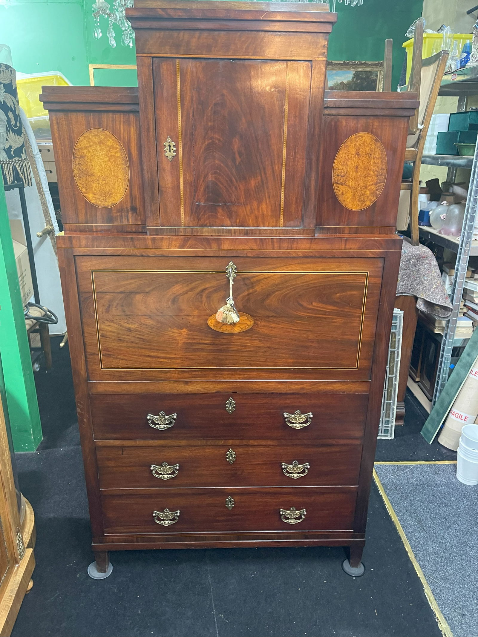 Georgian Mahogany and Satinwood Inlaid Secretaire Chest c.1800: Title: Georgian Mahogany and Satinwood Inlaid Secretaire Chest c.1800 Description: Georgian Mahogany and Satinwood Inlaid Secretaire Chest c.1800 A fine quality Georgian secretaire chest, dating