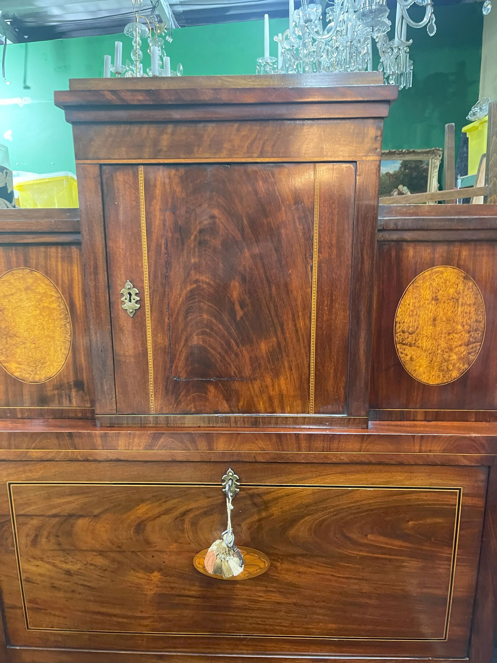 Georgian Mahogany and Satinwood Inlaid Secretaire Chest c.1800 - 2