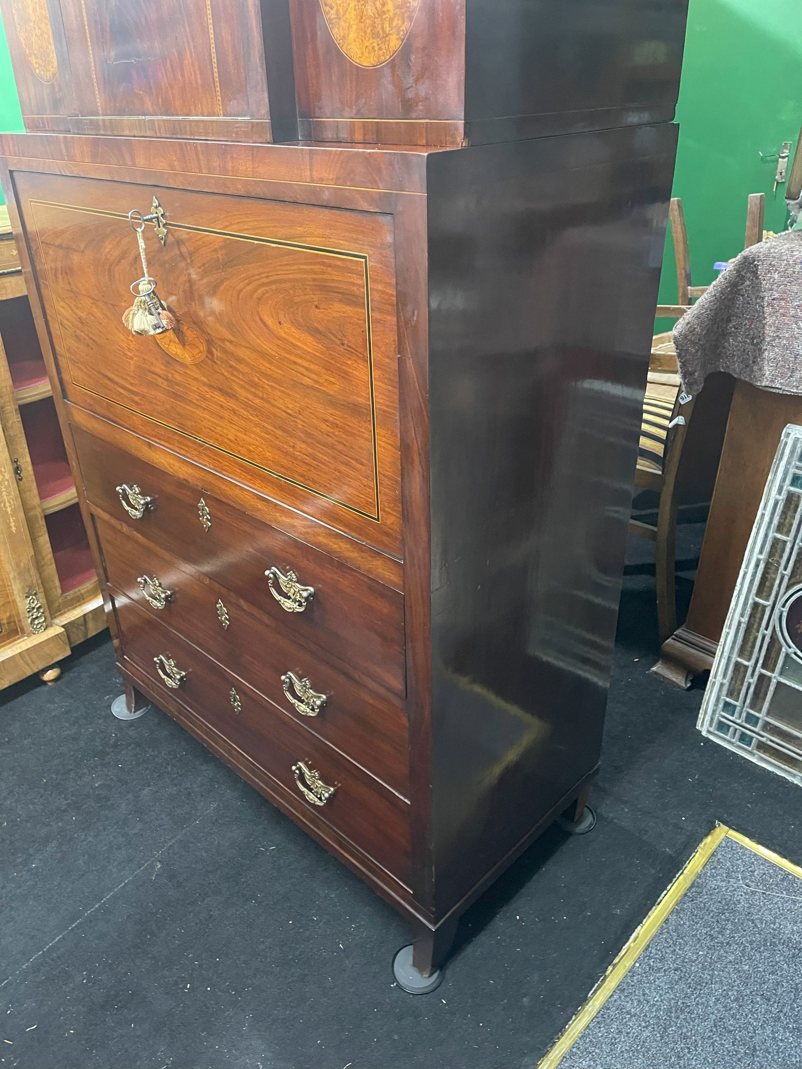 Georgian Mahogany and Satinwood Inlaid Secretaire Chest c.1800 - 5