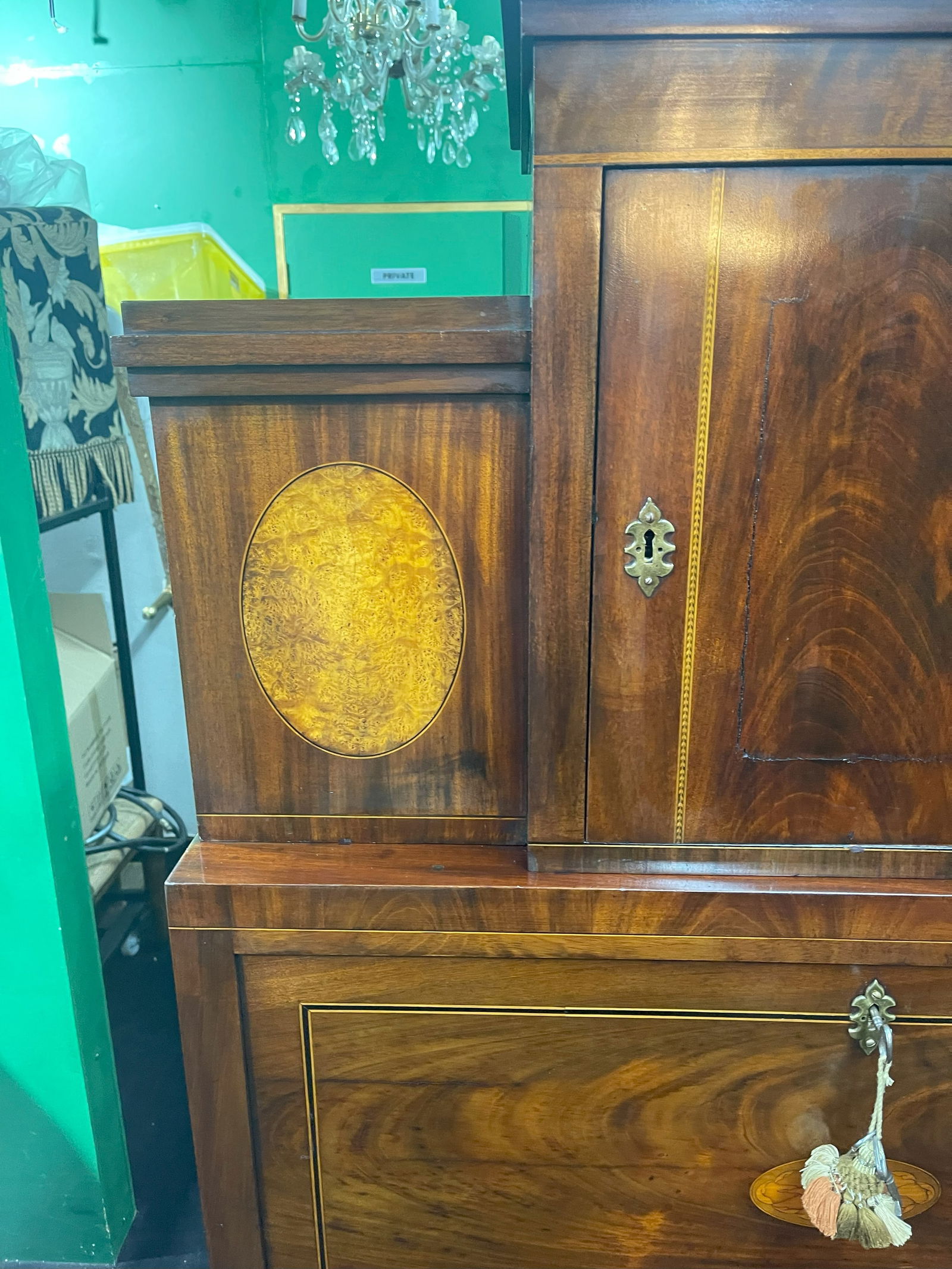 Georgian Mahogany and Satinwood Inlaid Secretaire Chest c.1800 - 8