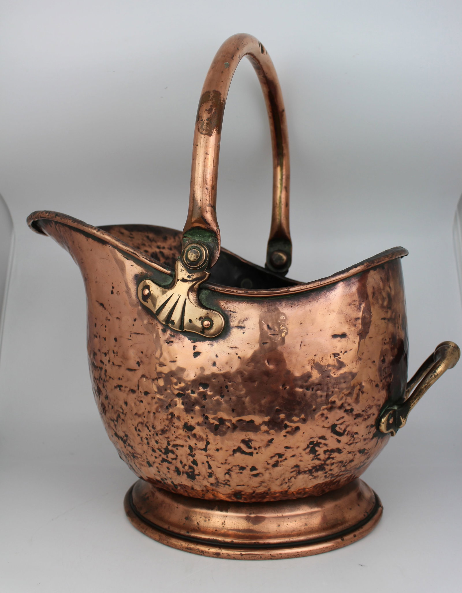Victorian Copper Helmet Coal Scuttle with Brass Mounts - 3