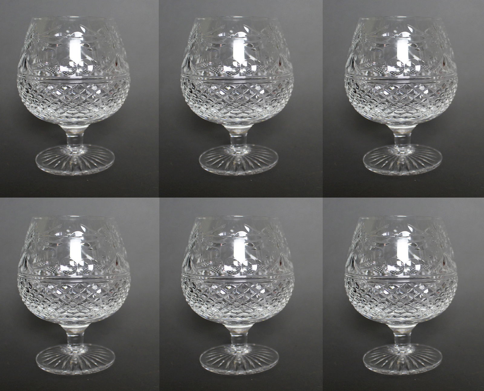 Set of 6 Stuart Beaconsfield Cut Brandy Glasses: Title: Set of 6 Stuart Beaconsfield Cut Brandy Glasses Description: Set of 6 Stuart "Beaconsfield" Cut Crystal Brandy Glasses Beautiful set of 6 Stuart crystal brandy glasses. Hand crafted in