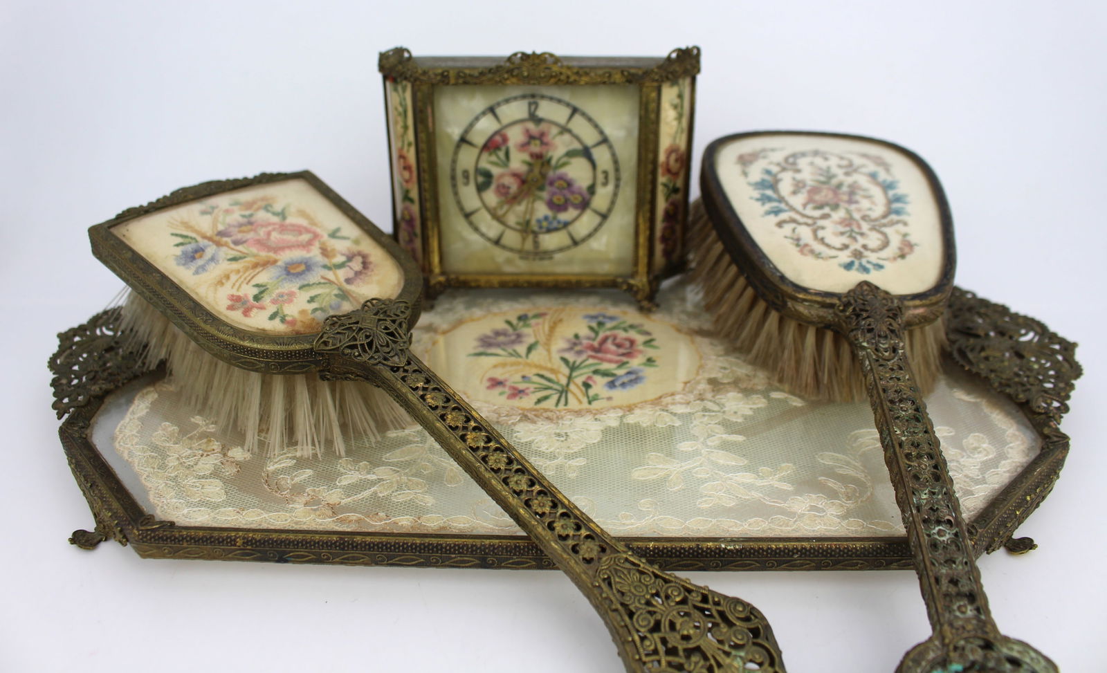 Vintage Petit Point Dressing Table Set - 2