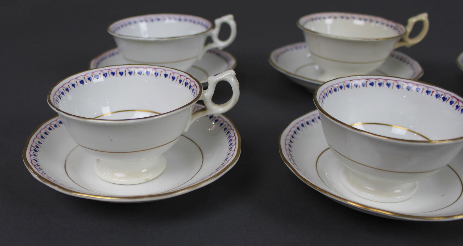 Antique English Porcelain Tea Cups & Saucers - 3
